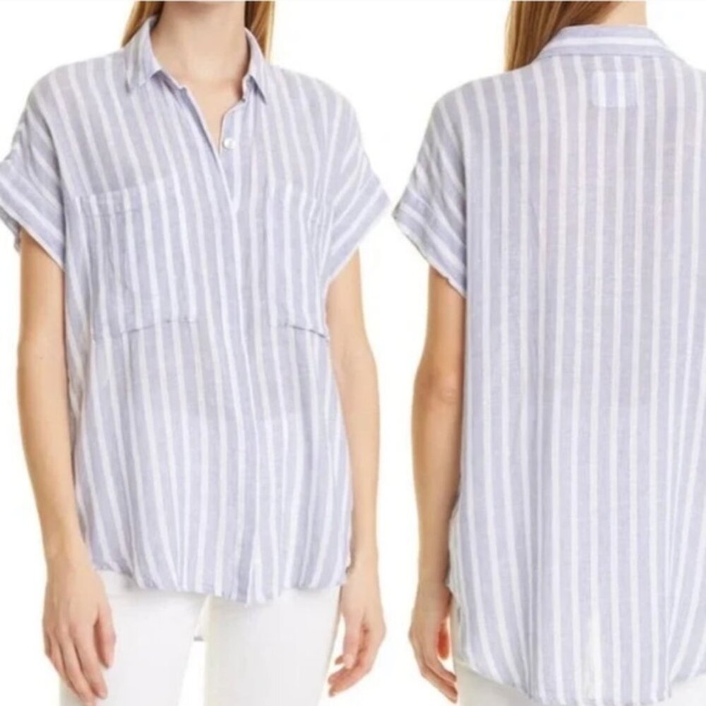 Rails Navy Striped Short Sleeve Shirt XS